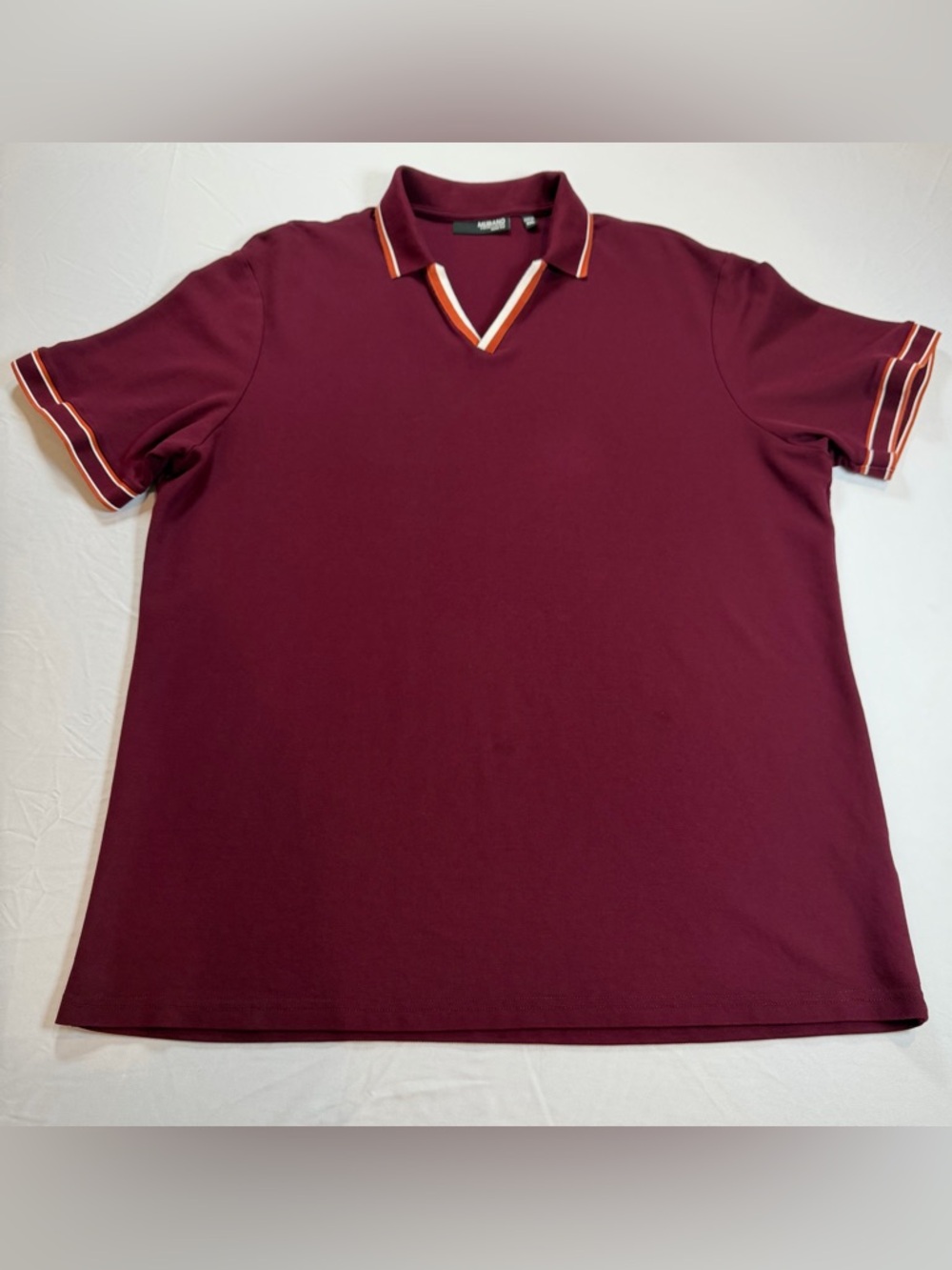 Murano Slim Fit Burgundy Polo with Orange and White Trim Size‎ XXL